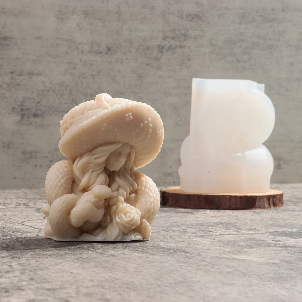 3D Snake Queen Candle Silicone Mold DIY Curly Haired Witch Bust Plaster Soap Resin Making Tool Gypsum Mold Home Decor Craft Gift