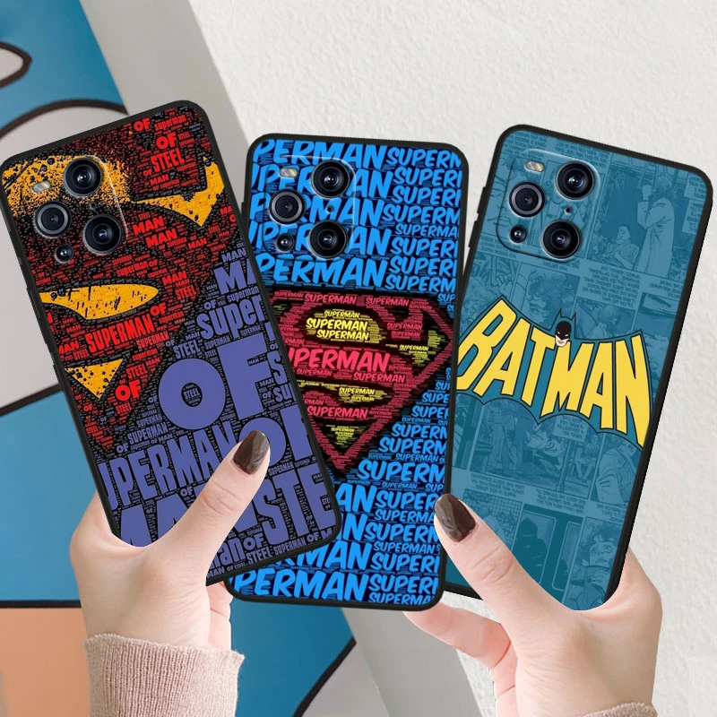 Superman Batman For OPPO Find X6 X5 X3 X2 F21S F21 Pro Lite Neo Black Silicone Fundas Soft Phone Case