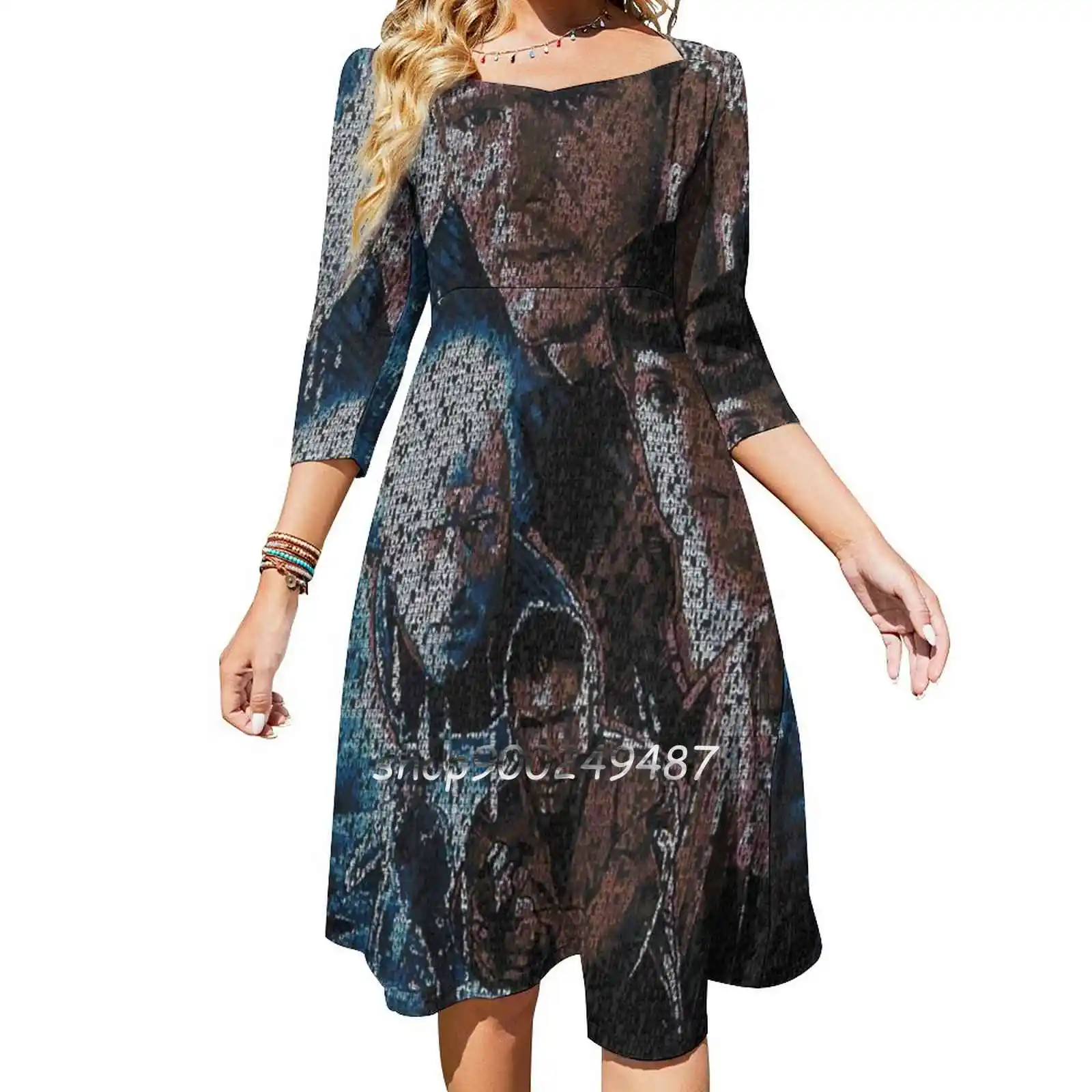 Text Portrait Of Blade Runner With Full Script Of The Movie Elegant Party Women Dress Slim Multiple Styles Dresses Casual