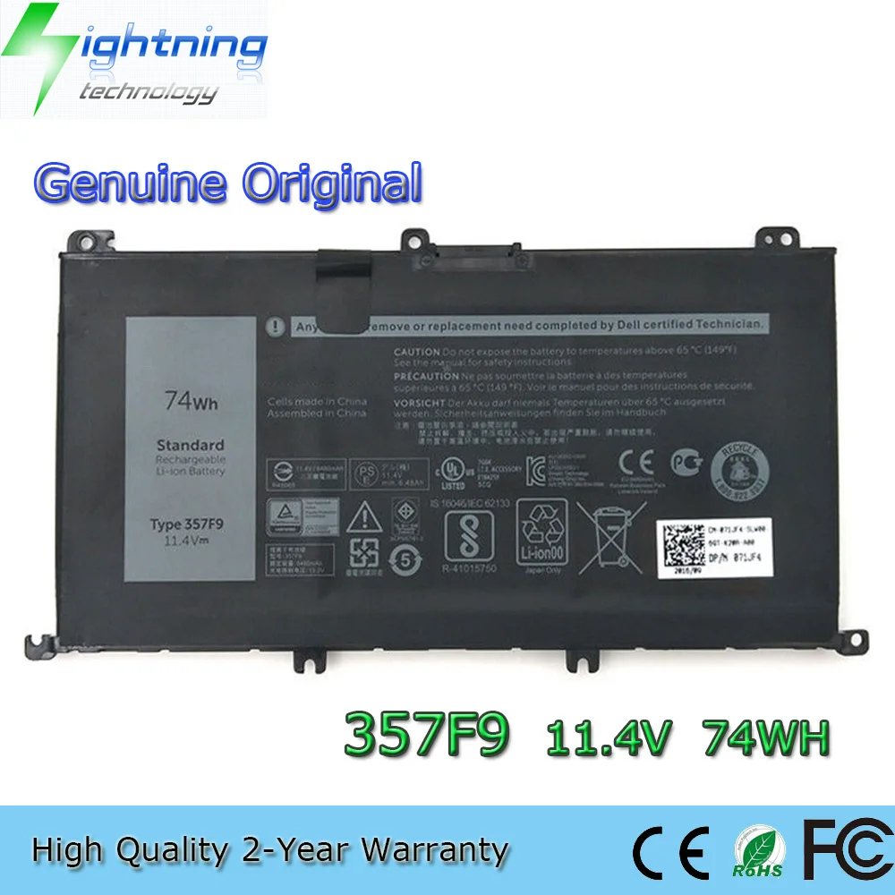 Brand New Genuine Original 357F9 11.4V 74Wh Laptop Battery For Dell Inspiron 15 7000 5576 7566 7559 71JF4 P65F001