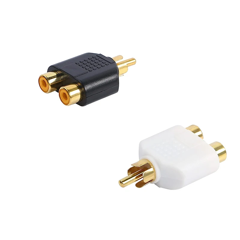 RCA Splitter Adapter Gold Plated RCA 1 Male to 2 Female Y Splitter Connector for Subwoofer Car Radio Amplifier DVD TV Speaker