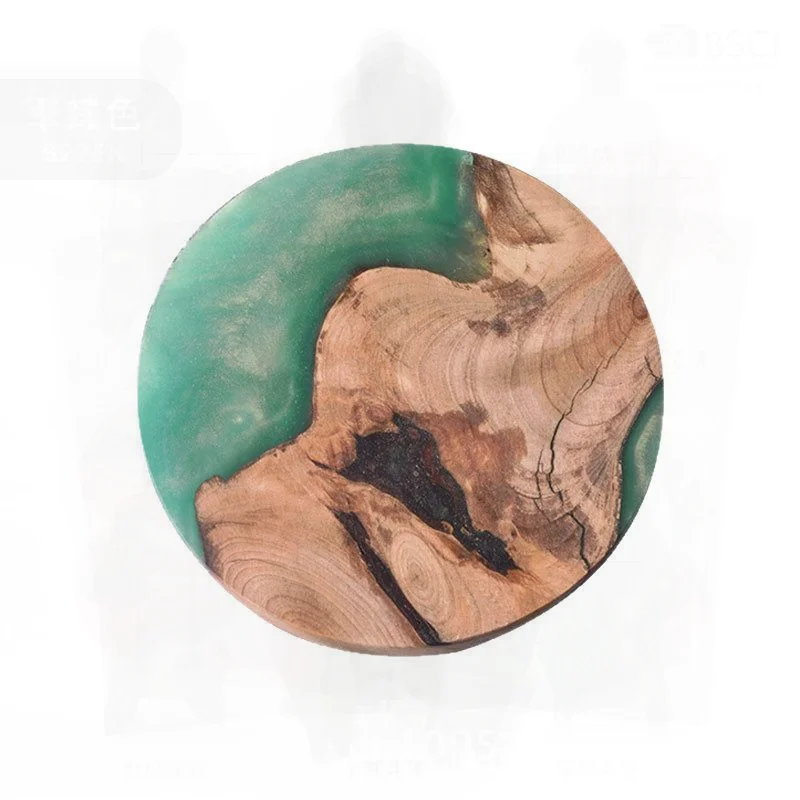

Small Acacia Wooden Tea Cup Holder Heat Insulation Mat Resin Coffee Coaster Solid Wood Tea Ceremony Accessory Malachite Green &