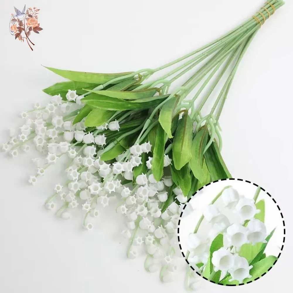 White Lily of The Valley 10Pcs Bunch Artificial Flowers for Wedding Bridal Bouquets Plastic Faux Plants Home Outdoor Decoration