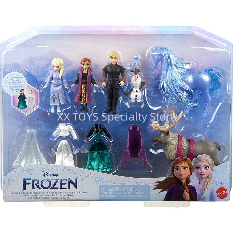 

Disney Frozen Small Doll Fashions & Friends Set Elsa and Anna Dressable Mini Dolls Girls Play House Toys Scene Game Set