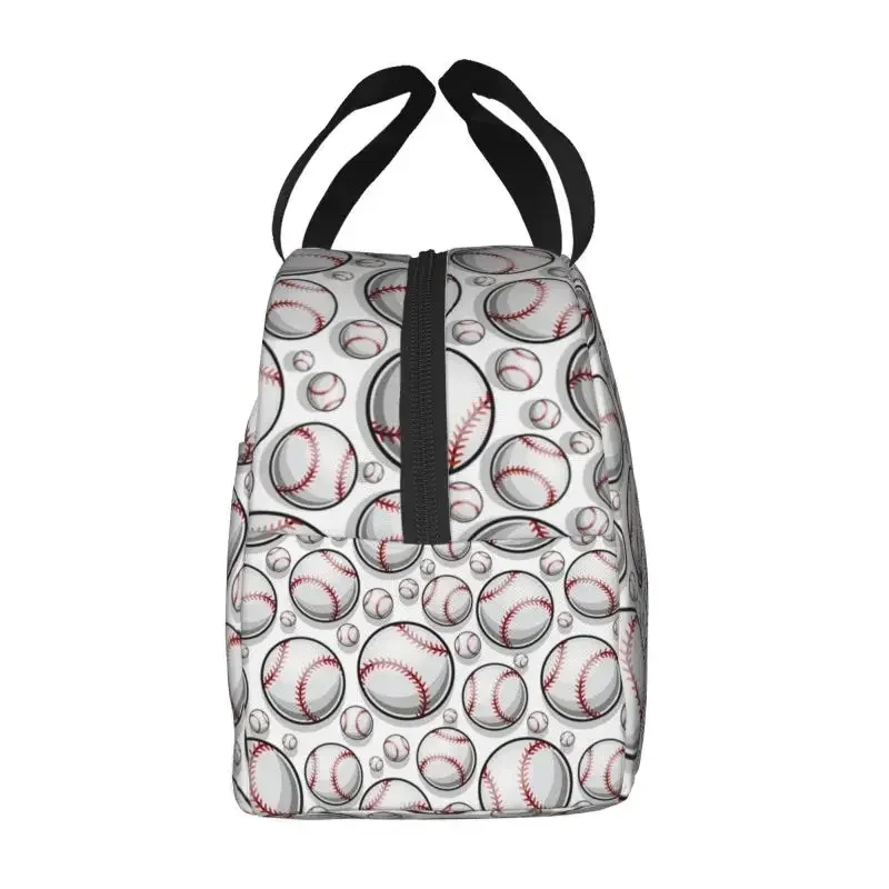 Baseball Softball Ball Pattern Lunch Box for Women Leakproof Thermal Cooler Food Insulated Lunch Bag Reusable Picnic Tote Bags