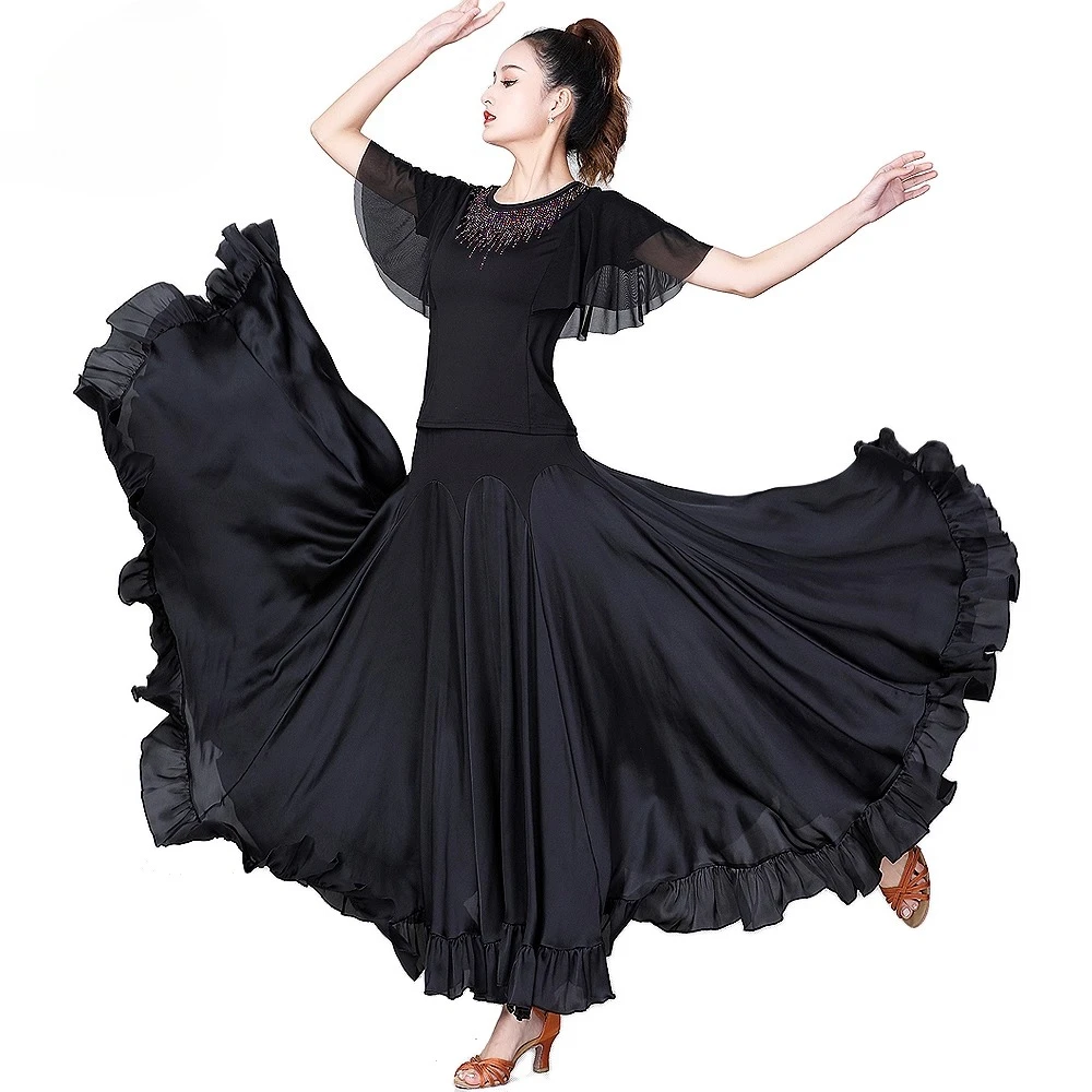 Vestido de dança moderno adulto feminino personalizado, saia longa de dança de salão, vestido de performance de equipe, saia grande de balanço, roupa de dança exótica
