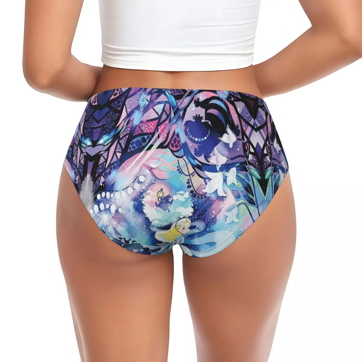 Custom Alice In Wonderland Cheshire Cat การ์ตูนกางเกงผู้หญิง Breathable ยืดชุดชั้นใน