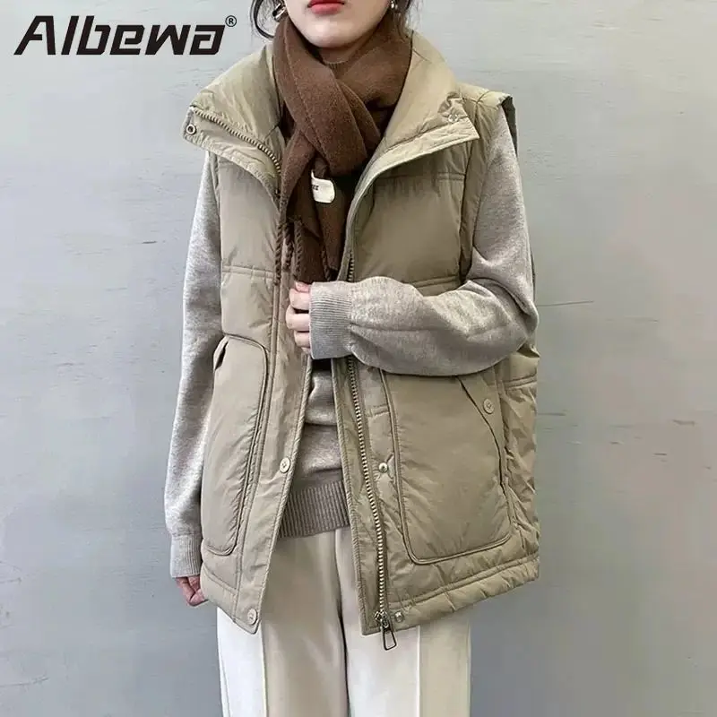 Women\'s jacket Coat Vests Plus Size Sleeveless Puffer Padded Casual Warm Women\'s Stand Collar Basics Zipper Parka Feminina Coats