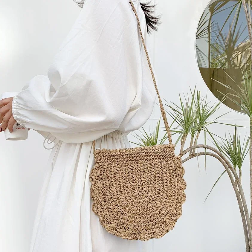 2024 Summer Straw Rope Woven Sling Purse Vintage Handmade Weaving Women Crossbody Bag Ladies Bohemian Fashion Small Shoulder Bag