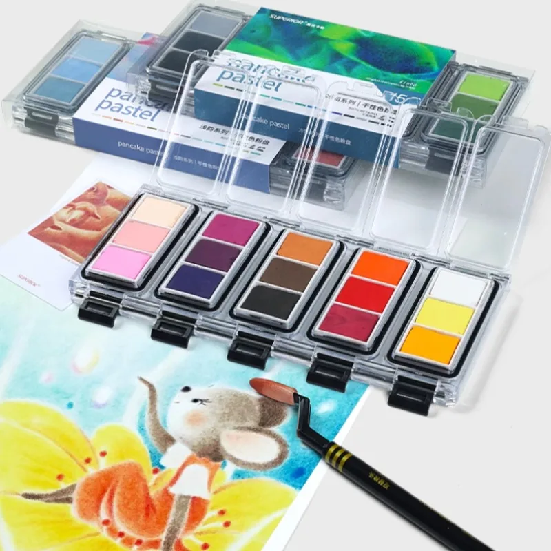 15-color Warm Cool Series Dry Color Powder Tray Art  Dry and Wet Dual-purpose Illustration Design Quick Sketch Watercolor Paint