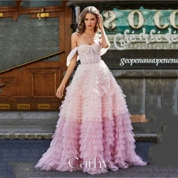 Cathy Luxury Gradient Multilayer Ball Gown Wedding Dress 2024 Off Shoulder Vestidos De Novia Elegant Sleeveless robes de soirée