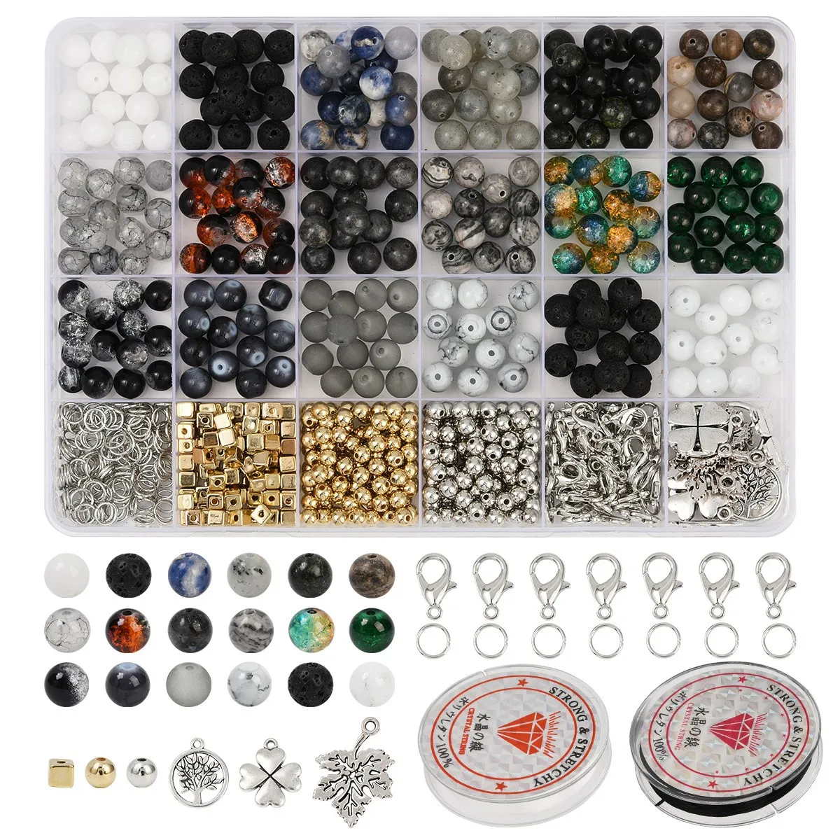 

Natural Stones Gemstones Jewelry Making Beads DIY Kit Materials for Bracelet Necklace Earrings Christmas Girls Fashion Gifts