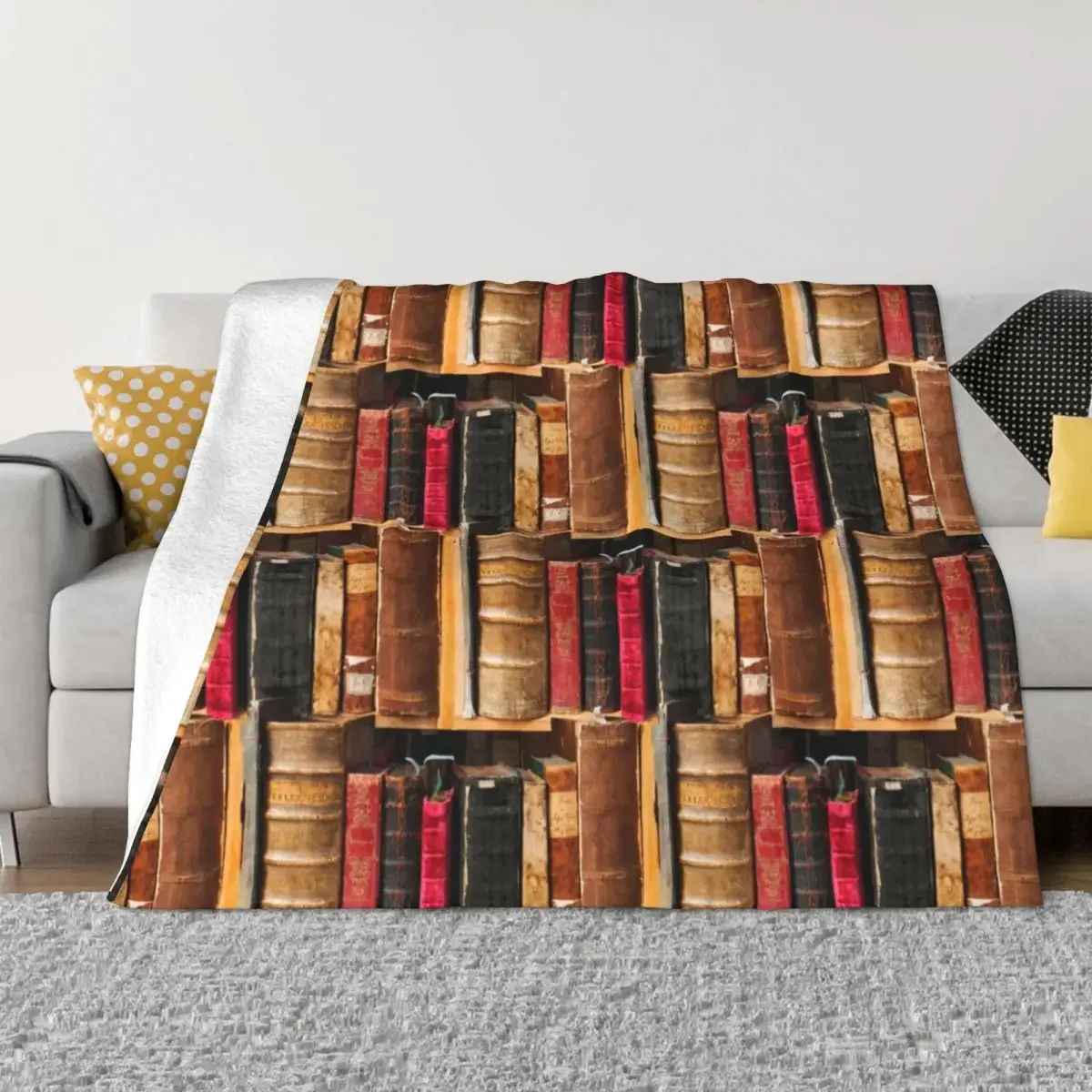 Bookworm Vintage Antique Books Knitted Blankets Fleece Throw Blanket Autumn/Winter Personalised Ultra-Soft Warm Bedspread