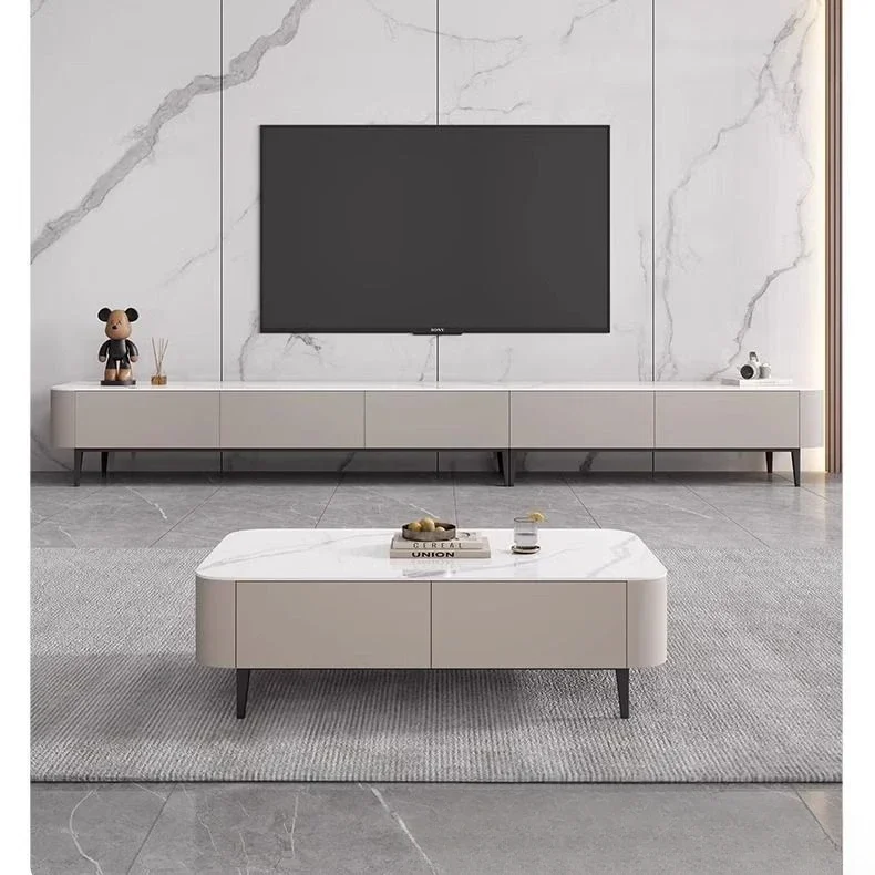 Italian solid wood slate TV cabinet coffee table combination modern and simple Nordic household high wall cabinet