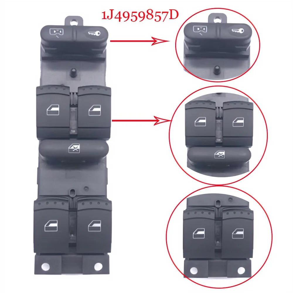 

Power Master Window Switch 1J4959857D For VW Golf Jetta Bora For Passat B5 Seat Leon Toledo 1999 2000 2001-2006