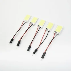 5 sztuk białych COB 18 LED Chip Panels Samochodowa żarówka kopułkowa do adaptera Festoon 12V Lampa 26mmX16mm 31~39mm Festoon