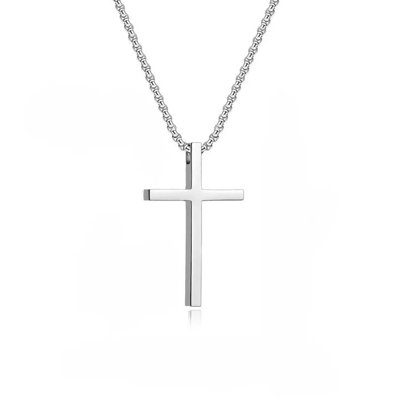 Punk Cross Stainless Steel Pendant Necklaces For Men Women Black Gold Color Necklace Jelwery Wholesale Lots - view 2