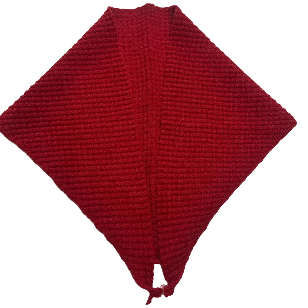 British Style Solid Color Triangular Short Shawl Waffle Warm Wool Blend Scarf False Collar Polyester Knitted Scarf Women's Wear