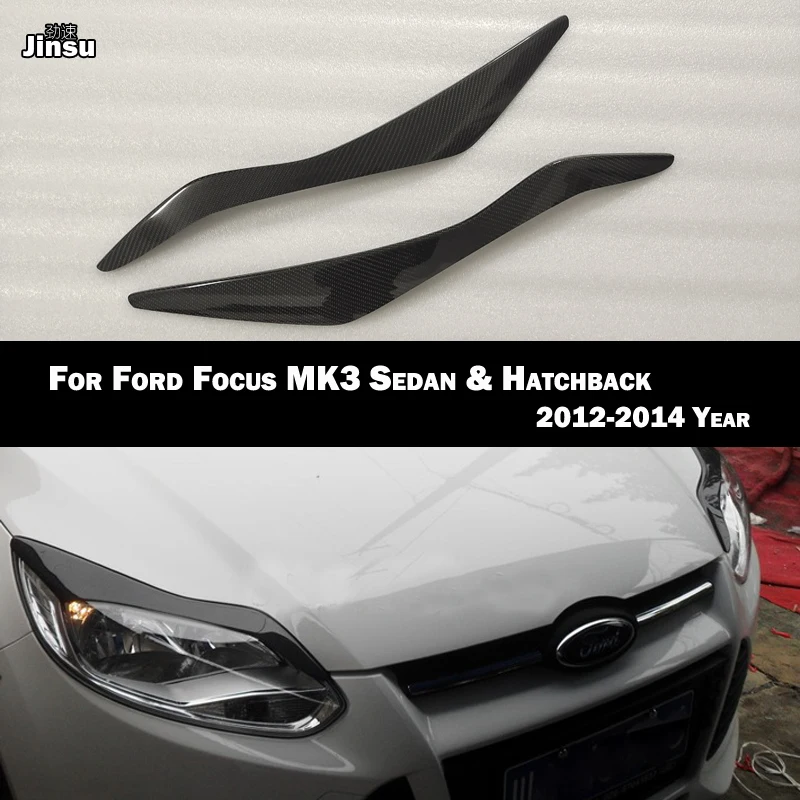 

For Ford Focus 2012 - 2014 Carbon fiber headlight decorative covers eyelid MK3 Fiber glass FRP primer front lamp eyebrow sticker