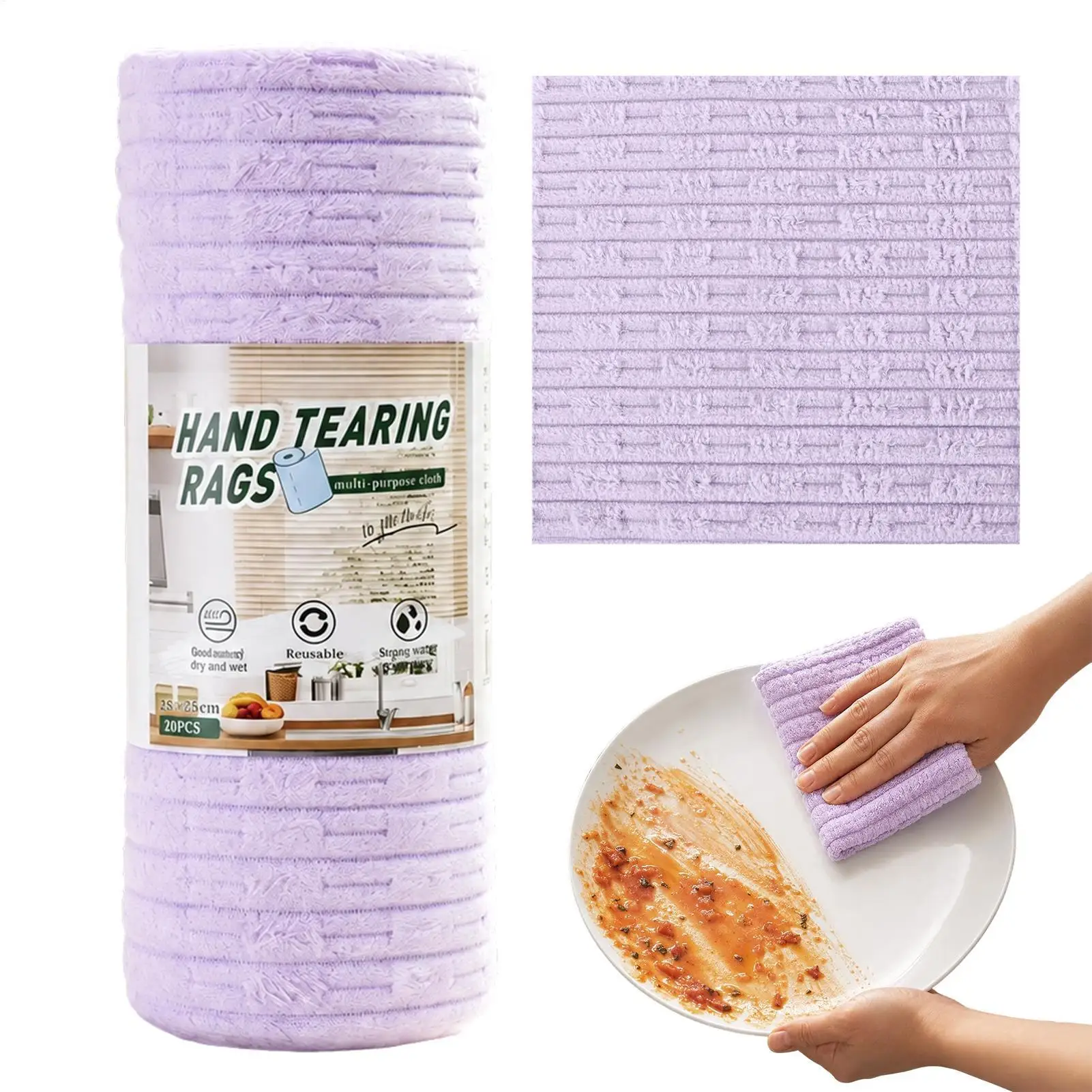 Cleaning Cloth Roll 20 Sheets Tear-off Dishcloths Aniti-scratch Cleaning Towels Absorbent Rags For Window Kitchen Home Glass