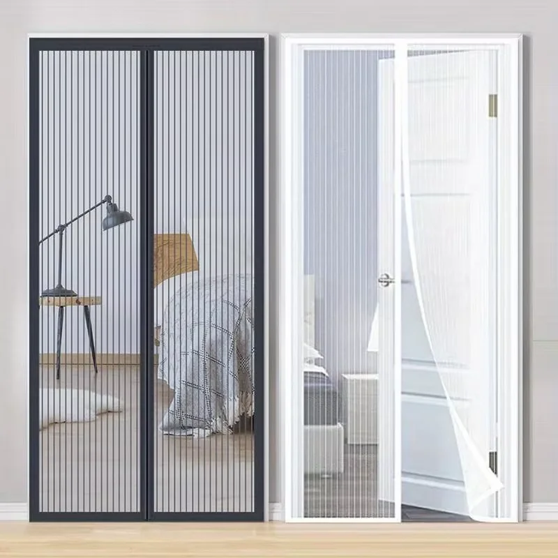 1pc No-Drill Magnetic Screen Door - a Black And White Mesh Curtain Easy to Install, Featuring a Soft Net That Is Easy to Clean