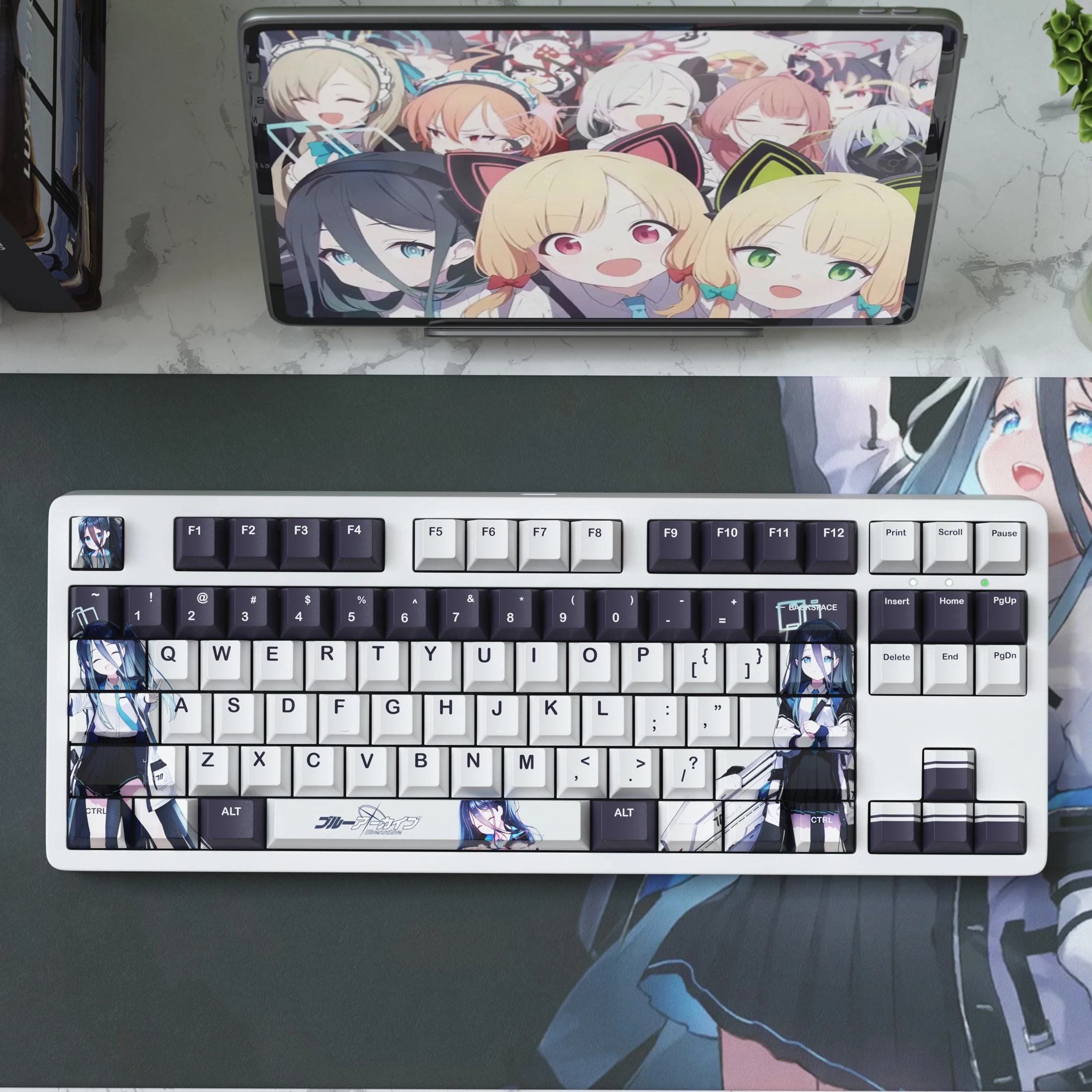 125 keys Azure Archive Keycaps Anime Keycap Keyboard Cap PBT Cherry Profile Gaming Key Cap for Mechanical Keyboard Accessories