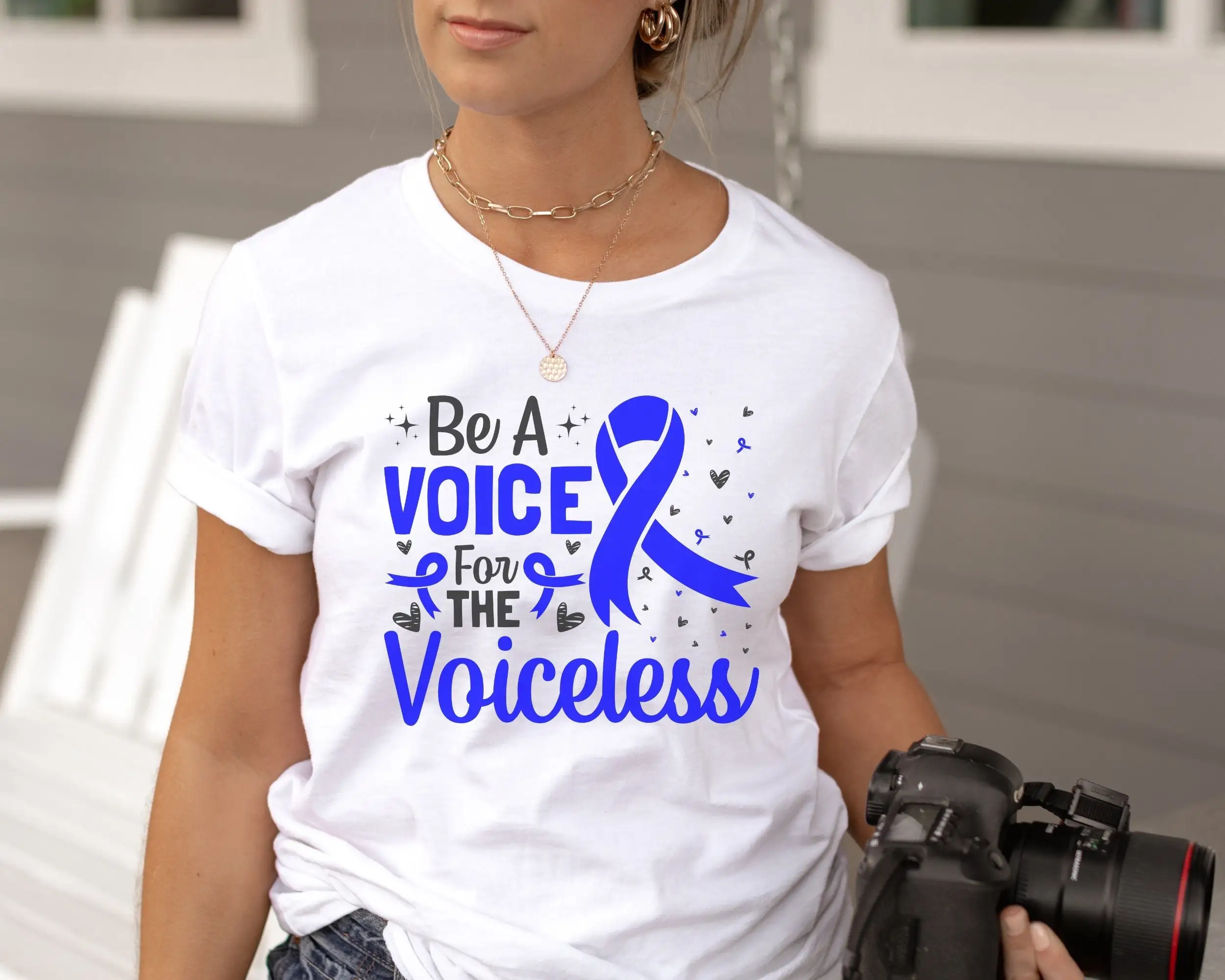 Be A Voice For The Voiceless t shirt Child Abuse Awareness Blue Ribbon tee Activism Advocacy Philanthropy