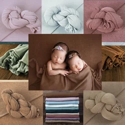 Stretch Newborn Baby Photography Wraps Blanket Infant Photo Backdrops Solid Color Background Soft Newborn Baby Photo Blanket