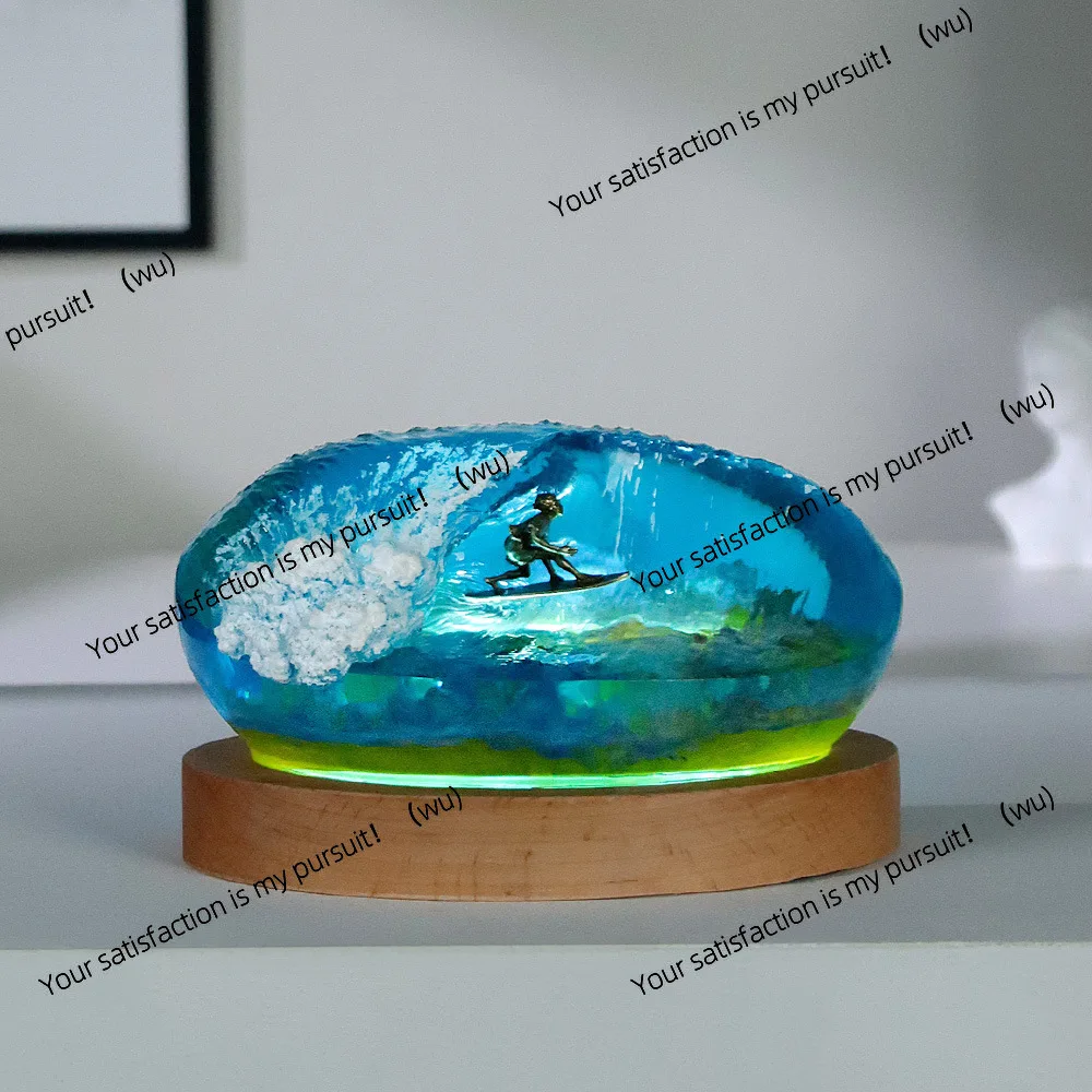 Ocean resin night light ornament coral bush micro landscape surfing creative crafts