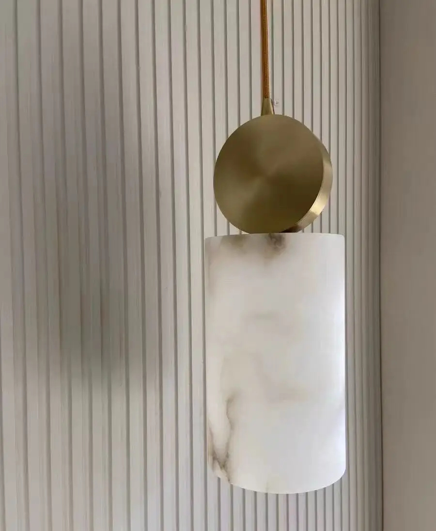 Brass Modern LED Alabaster Chandelier, Marble Copper Design Round Square Bedroom, Living , Dining Room, Hotel Interior Lighting