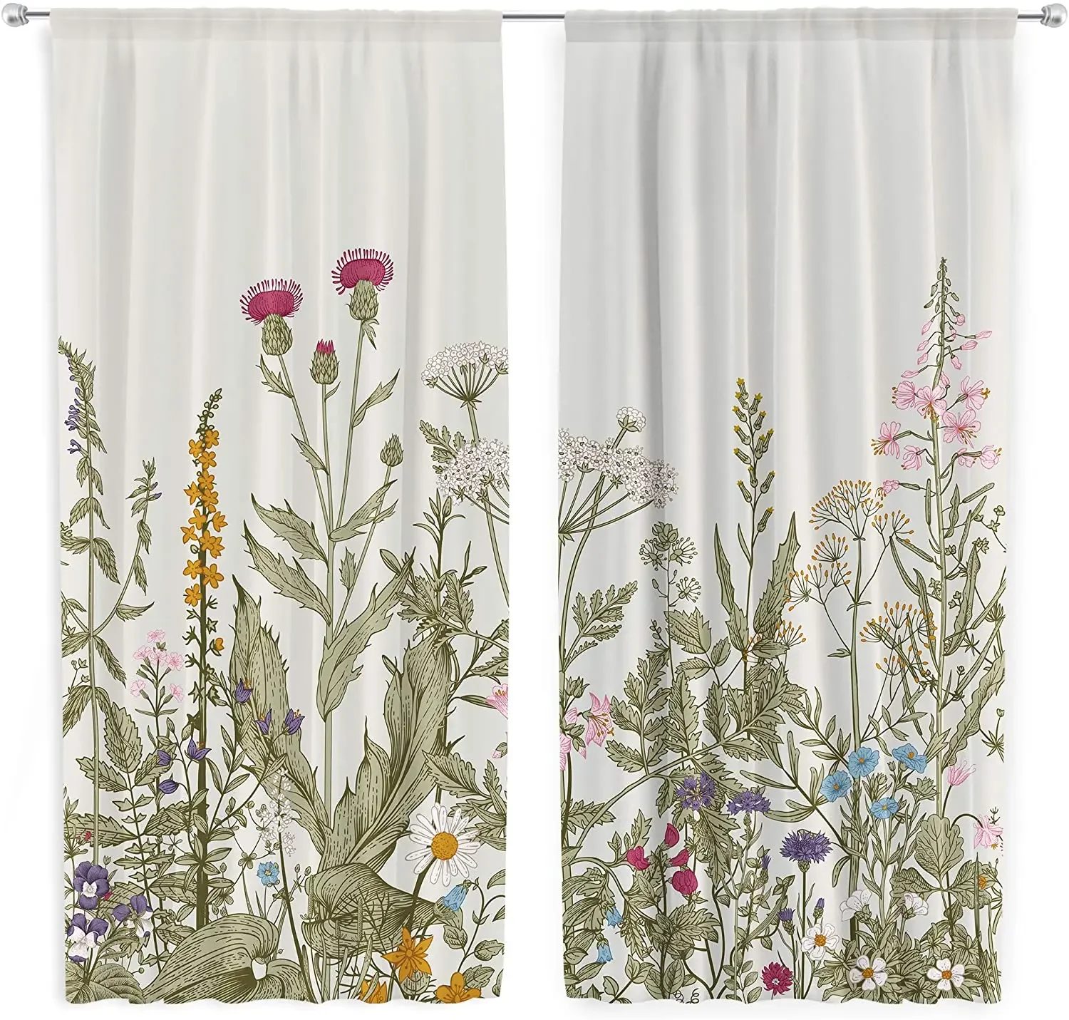 

Living Room Decoration Blackout Curtains Flower Plants Vanilla Country Double Bedroom Living Room Luxury Curtains