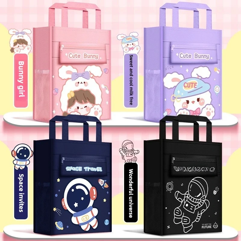 Cute Cartoon Canvas Tutoring Bag, Can Be Used As A Bag for Tutoring Classes, Book Bag, Handbag for Male and Female Students