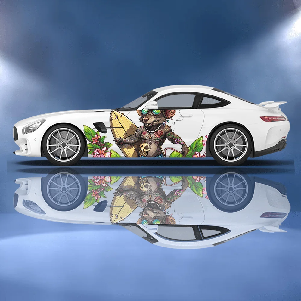 Tattoo Mouse FierceCar Side Sticker Decoration, PVC Waterproof Scratch Resistant Decal, Car Protection, Auto Accessories Gift