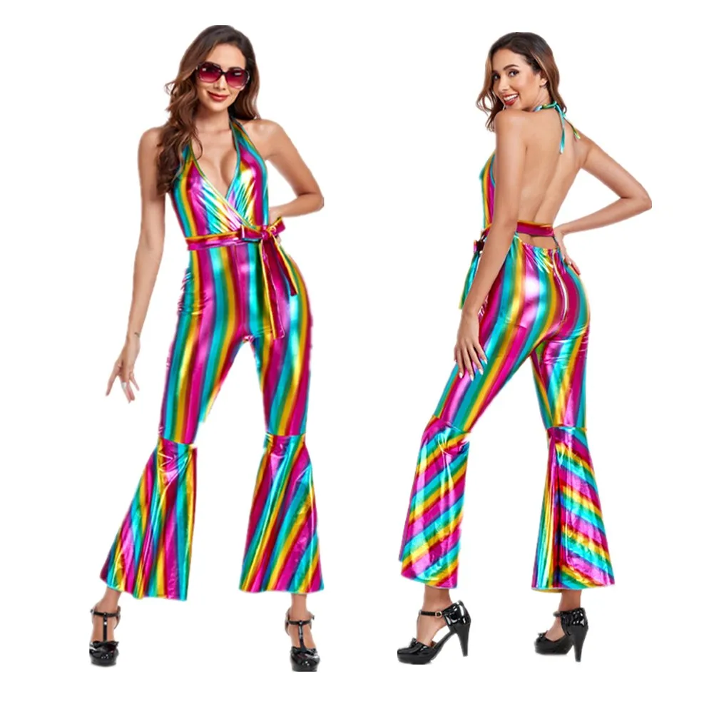 70er 80er Jahre Retro Hip Pop Performance Kostüm Cosplay Bodysuit Outfits Halloween erwachsene Frauen weibliche Karneval Party Bühnen anzug