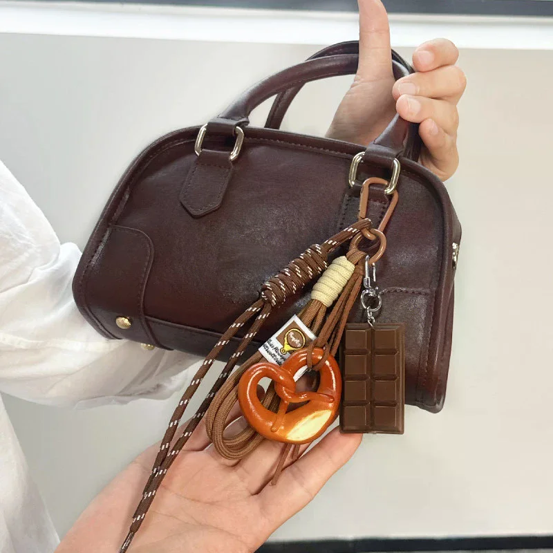 Braided Rope Bag Pendant Alkaline Water Bread Keychain Pendant Cute Bag Pendant Chocolate Pendant