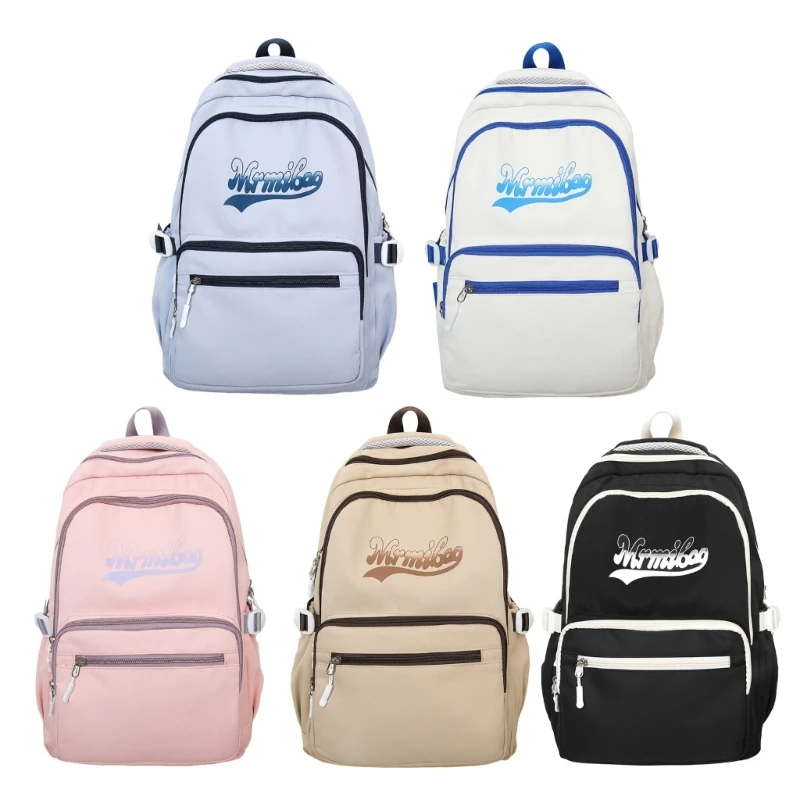 Aesthetic Nylon Backpack Fashion Spacious School Bag Travel Daypack for Student