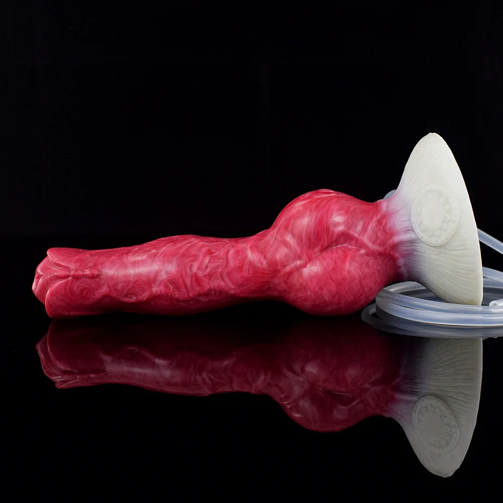 Realistic Dog Penis Dildo with Suction Cup for Hands-Free Fun Anal Dildo with Water Injection Function for Extra Stimulation