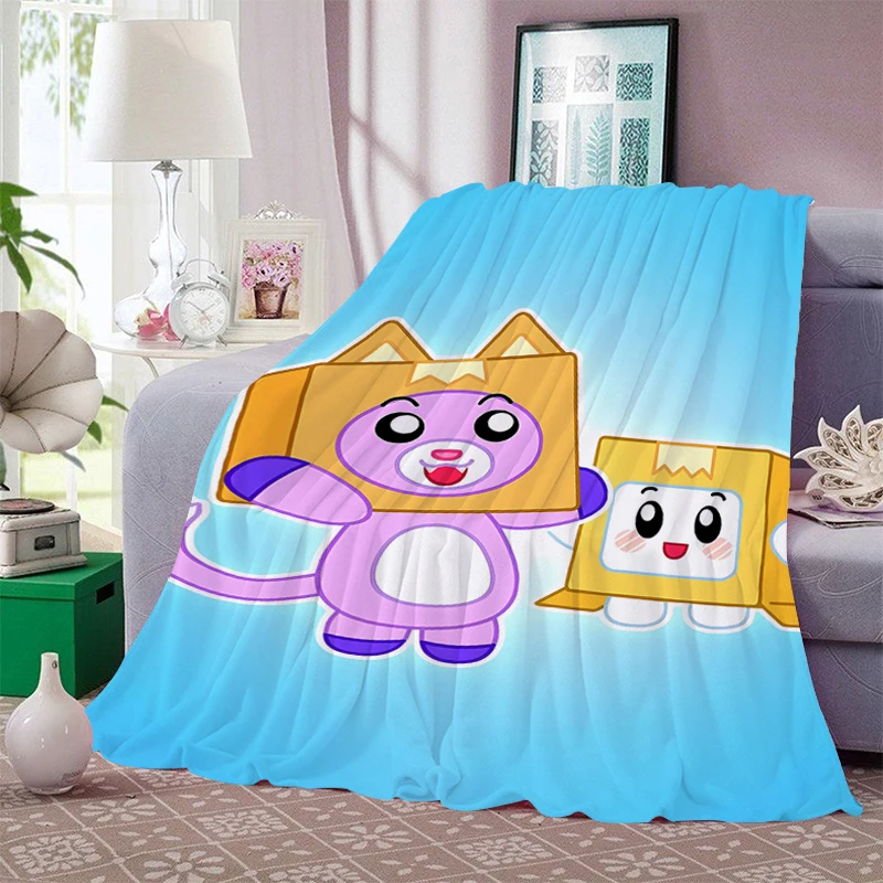 Sofa Blankets for Winter A-Lankybox Boxy and A-Foxy Microfiber Bedding Warm Bed Fleece Camping Kids Cute Fluffy Soft Blankets