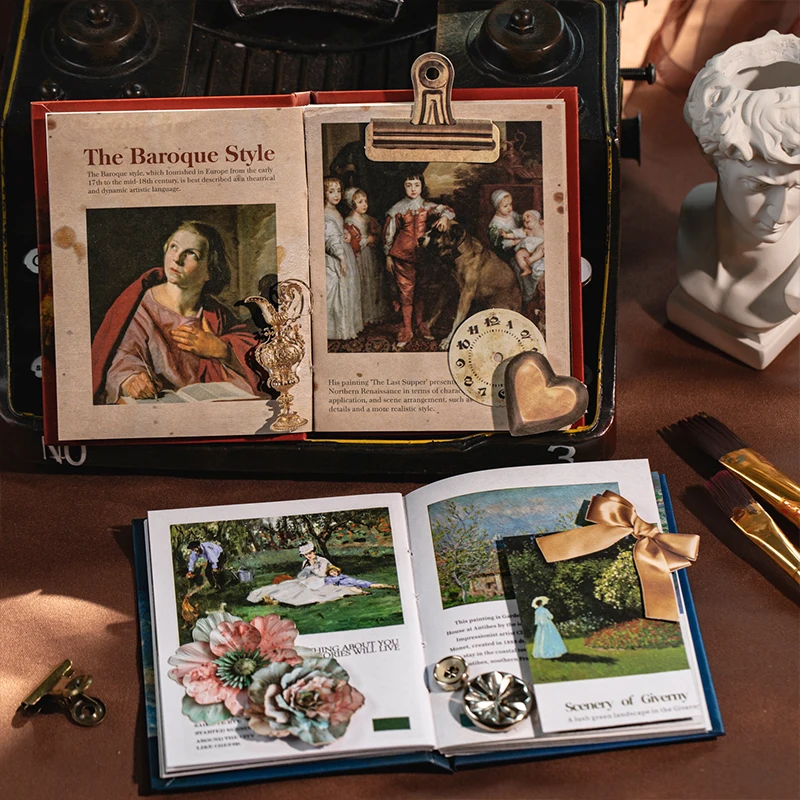 

Journal GO 96pcs Famous Oil Paintings Material Book Journaling Scrapbook Decor Material Paper Craft Planner Background Paper