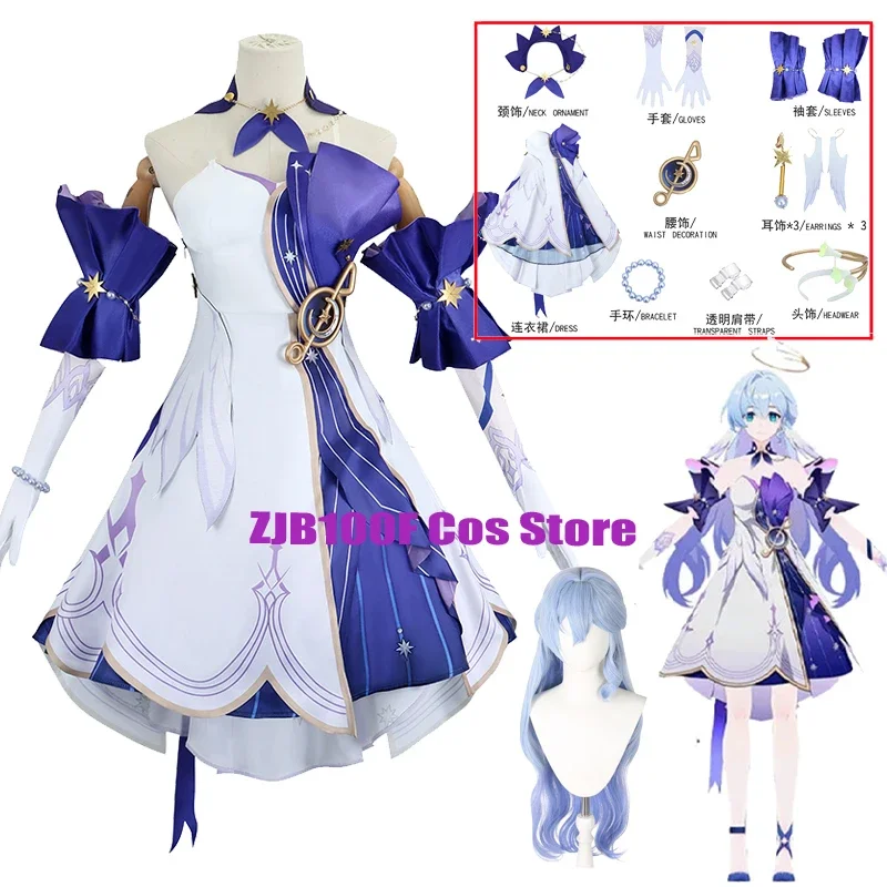 Ms Robin Cosplay Dress Game Honkai Star Rail Costume Uniform Robin Wig Outfit Set Halloween Party Role Play Props for Women