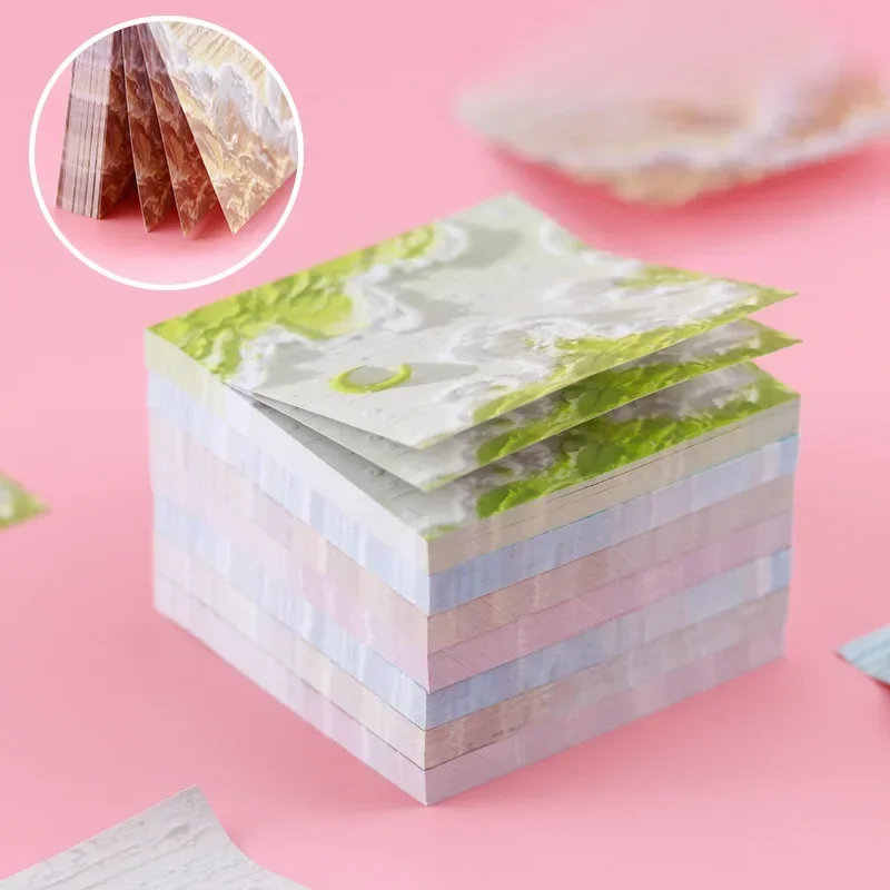 80 peças kawaii paisagem pintura a óleo nota pegajosa coração da menina tenda material inferior bloco de notas pode ser anexado com papel de nota