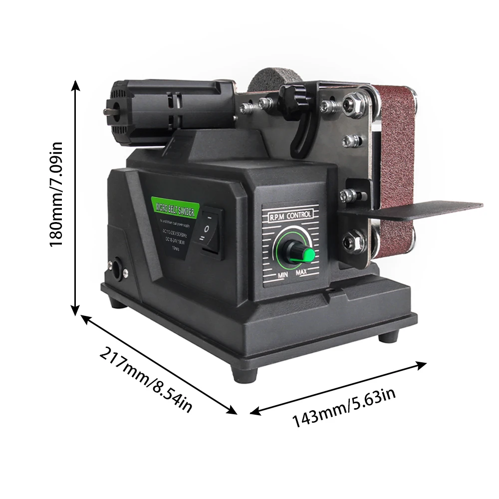 Allsome Mini szlifierka taśmowa, szlifierka elektryczna 180 W z 10 szt. Taśm szlifierskich 533*30 mm, odpowiednia do akumulatora Makita 18 V — zdjęcie 5