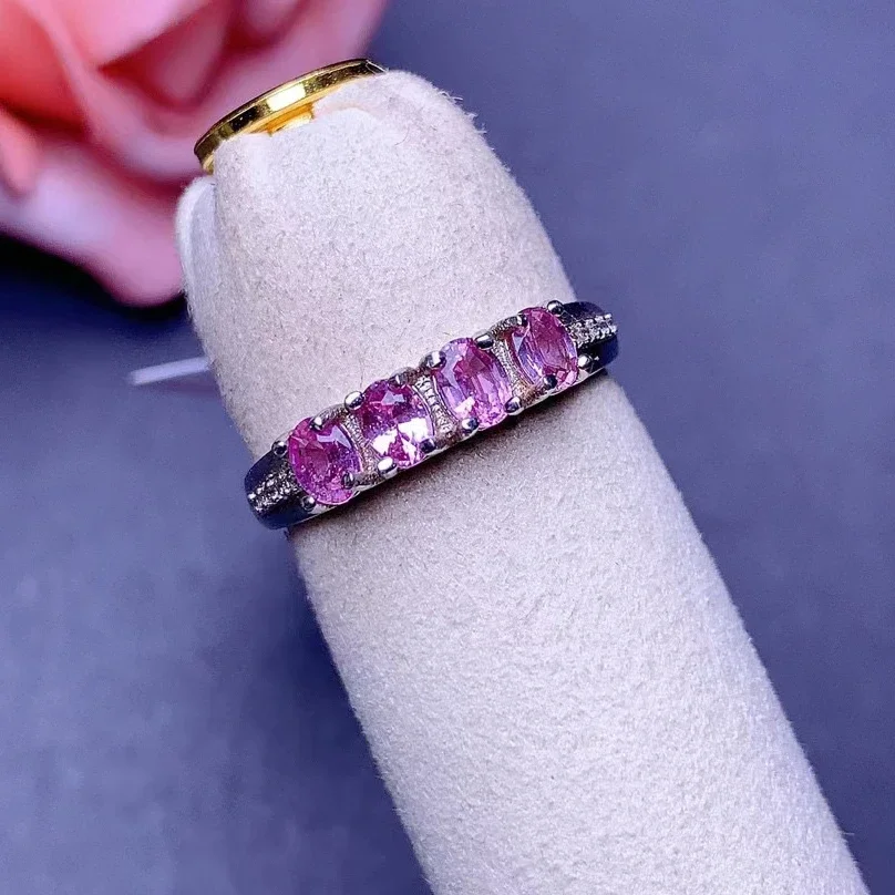 

Genuine Pink Sapphire Ring for Daily Wear 3mm*4mm Total 0.6ct Natural Sapphire Ring with Thick 18K Gold Plating