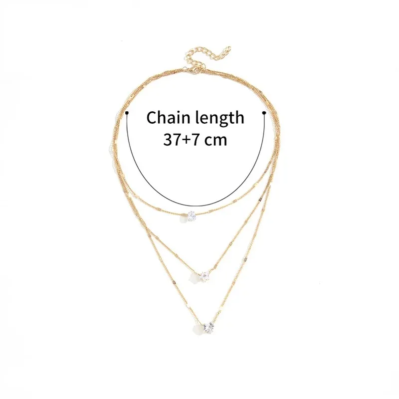 Gold Color Simple Multilayered Pendant Necklace For Girls Women Star Heart Shaped Pendant Necklace Jewelry For Birthday Gift