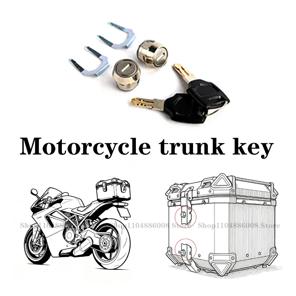 

2 Keys + Lock Cylinder Core Plug Universal for Motorcycle Top Box Case Luggage Trunk Storage Toolbox Accessories Replacement