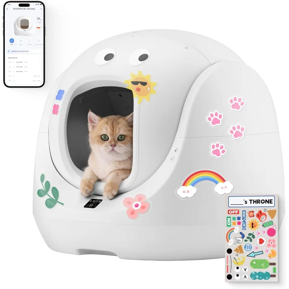 

Self-Cleaning Litter Box, Pinch-free Safety Protection Automatic Litter Box for Multiple Cat, Fat, Short-legged, Kitten, Senior