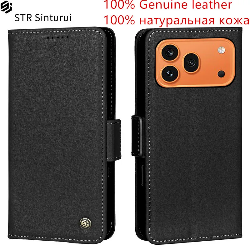 

STR 100% Genuine Nappa grain leather Magnetic button card Slot Wallet Cover For Honor 600 Pro VKP-NX9 VKJ-NX9 Flip phone Case
