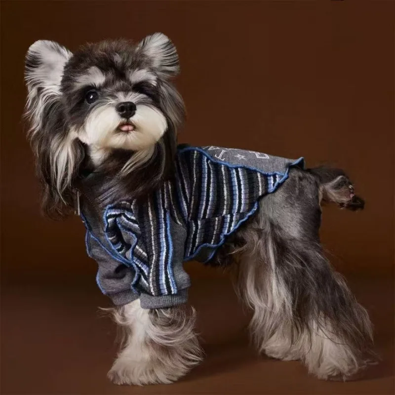 Dog Clothes Autumn Sportswear Schnauzer Teddy Bigbear Yorkshire Stripes