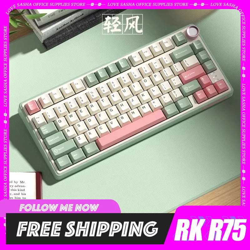 

Rkr75 Mechanical Keyboard Wired/Wireless Tri Mode Rgb White Backlight Hotswapp 75% Gaming Keyboard Keyboard Valorant Gamer