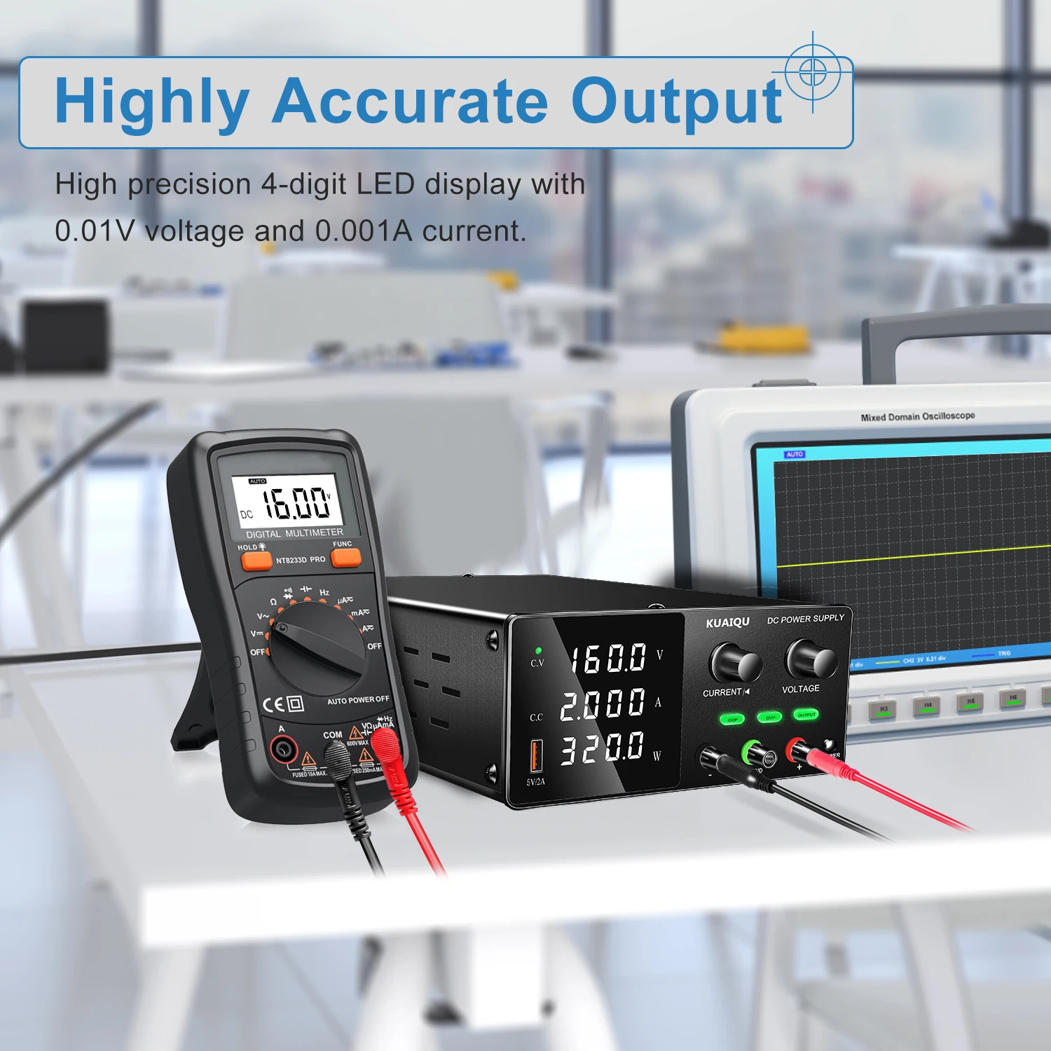 KUAIQU 0-30V 0-10A 0-300W Adjustable DC Power Supply OCP/OVP Bench Laboratory Switching Power Source For Repair PCB Testing image 5